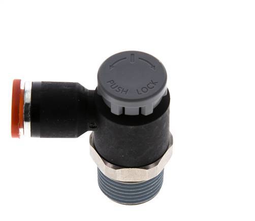 Flow Control Valve Meter-In Elbow 8 mm - R3/8'' Brass/PA 66 Locknut