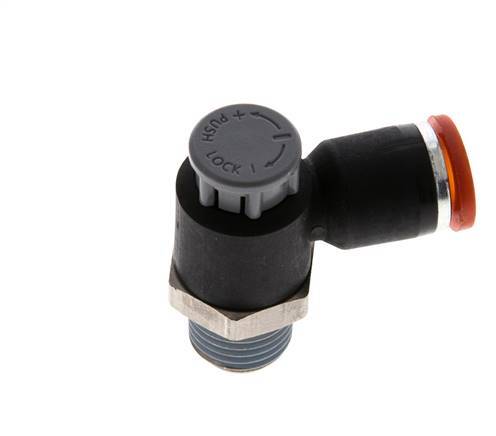 L-stuk Regelventiel 8 mm - R1/4'' Regeling-in Messing/Nylon Borgmoer