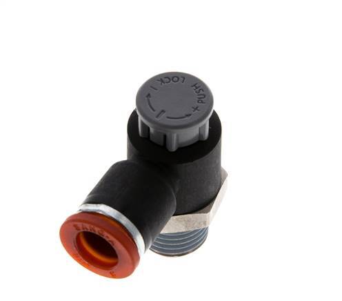 L-stuk Regelventiel 8 mm - R1/4'' Regeling-in Messing/Nylon Borgmoer