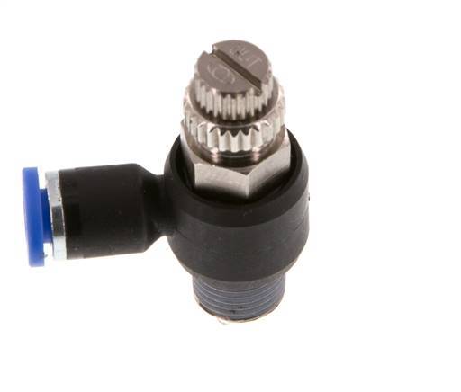L-stuk Regelventiel 4 mm - R1/8'' Regeling-Uit Messing/Nylon
