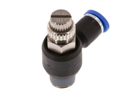 L-stuk Regelventiel 4 mm - R1/8'' Regeling-Uit Messing/Nylon