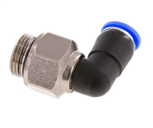 8mm & G3/8'' L-stuk Draaidoorvoer Insteek Buitendraad Vernikkeld Messing/PBT NBR