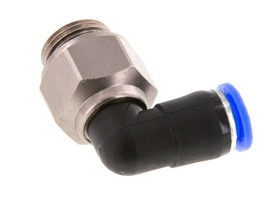 8mm & G3/8'' L-stuk Draaidoorvoer Insteek Buitendraad Vernikkeld Messing/PBT NBR