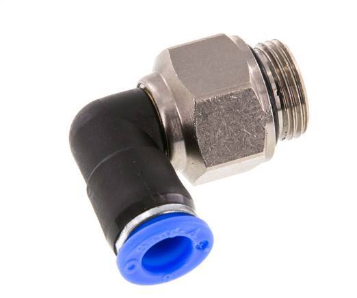 8mm & G3/8'' L-stuk Draaidoorvoer Insteek Buitendraad Vernikkeld Messing/PBT NBR