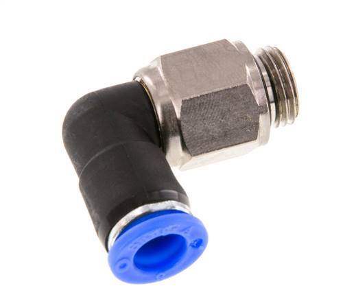 8mm & G1/4'' L-stuk Draaidoorvoer Insteek Buitendraad Vernikkeld Messing/PBT NBR