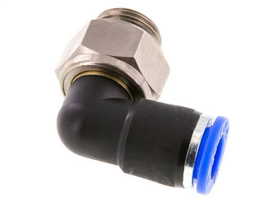 10mm & G3/8'' L-stuk Draaidoorvoer Insteek Buitendraad Vernikkeld Messing/PBT NBR