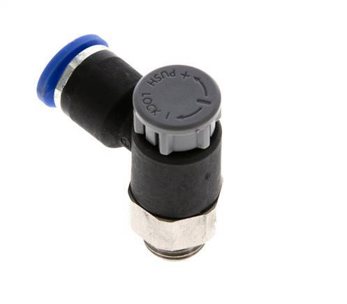 Flow Control Valve Meter-Out Elbow 6 mm - G1/8'' Brass/PA 66 Locknut