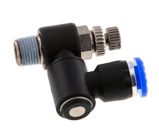 Draaibaar Regelventiel 6 mm - R1/8'' Regeling-Uit Messing/Nylon