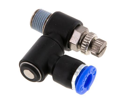 Draaibaar Regelventiel 6 mm - R1/8'' Regeling-Uit Messing/Nylon