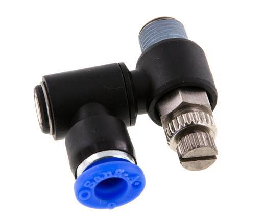 Draaibaar Regelventiel 6 mm - R1/8'' Regeling-Uit Messing/Nylon