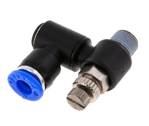 Draaibaar Regelventiel 6 mm - R1/8'' Regeling-Uit Messing/Nylon