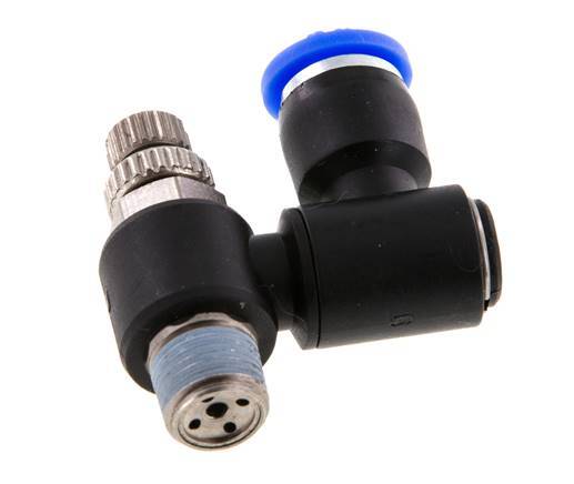 Draaibaar Regelventiel 6 mm - R1/8'' Regeling-Uit Messing/Nylon