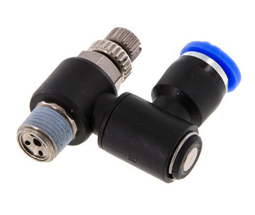 Draaibaar Regelventiel 6 mm - R1/8'' Regeling-Uit Messing/Nylon
