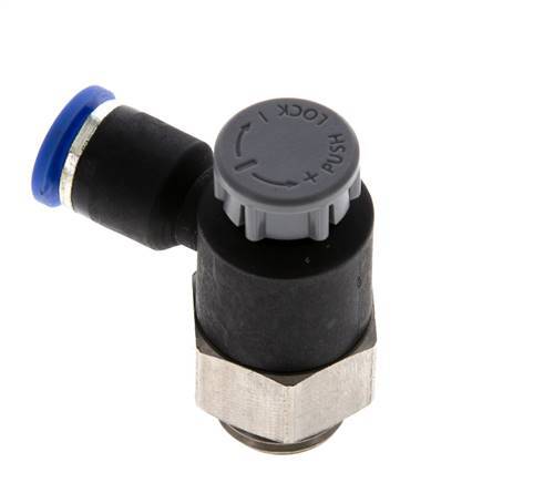 L-stuk Regelventiel 6 mm - G1/4'' Regeling-Uit Messing/Nylon Borgmoer