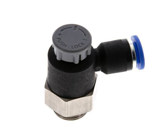 L-stuk Regelventiel 6 mm - G1/4'' Regeling-Uit Messing/Nylon Borgmoer
