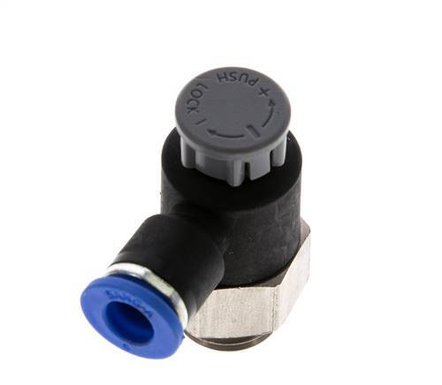 L-stuk Regelventiel 6 mm - G1/4'' Regeling-Uit Messing/Nylon Borgmoer