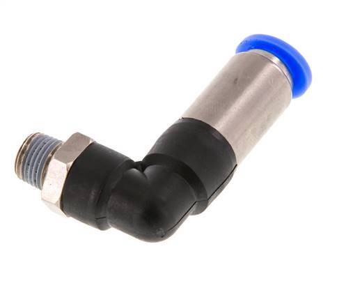 8mm & R1/8'' Zelfsluitende L-insteekkoppeling Vernikkeld messing/PBT buitendraad 0-10 bar [2 Stuks]