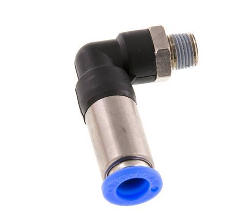 8mm & R1/8'' Zelfsluitende L-insteekkoppeling Vernikkeld messing/PBT buitendraad 0-10 bar [2 Stuks]