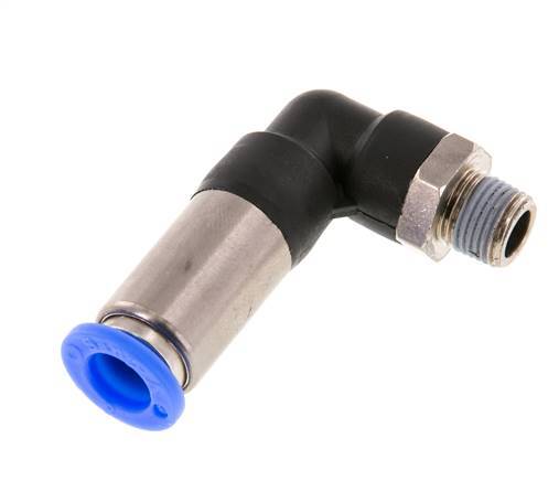 8mm & R1/8'' Zelfsluitende L-insteekkoppeling Vernikkeld messing/PBT buitendraad 0-10 bar [2 Stuks]
