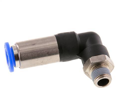 8mm & R1/8'' Zelfsluitende L-insteekkoppeling Vernikkeld messing/PBT buitendraad 0-10 bar [2 Stuks]