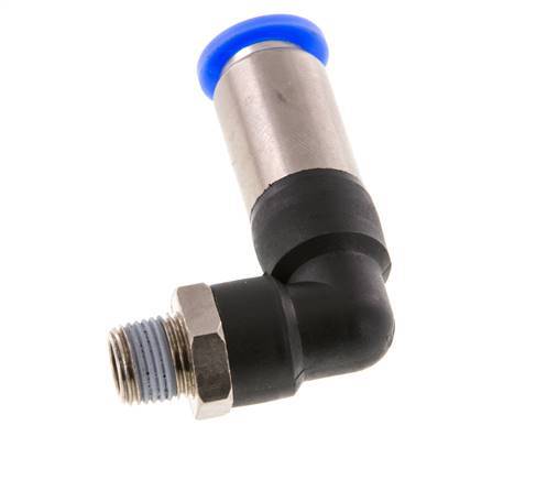 8mm & R1/8'' Zelfsluitende L-insteekkoppeling Vernikkeld messing/PBT buitendraad 0-10 bar [2 Stuks]