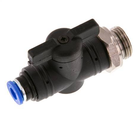 6 mm - G3/8'' Kunststof/Messing rechte 2-Weg Kogelkraan