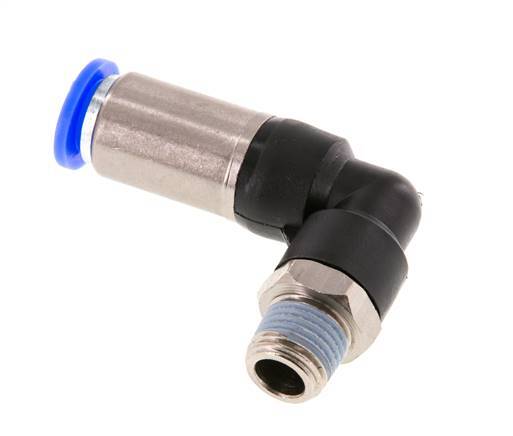 Push-In Fitting 10mm & R1/4'' Male Auto Shut-Off Elbow Brass/PBT 0-10bar (0-145psi)
