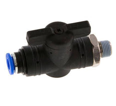 6 mm - R1/8'' Kunststof/Messing rechte 2-Weg Kogelkraan