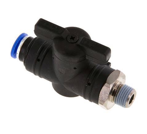 6 mm - R1/8'' Kunststof/Messing rechte 2-Weg Kogelkraan