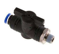 6 mm - R1/8'' Kunststof/Messing rechte 2-Weg Kogelkraan