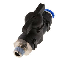 6 mm - R1/8'' Kunststof/Messing rechte 2-Weg Kogelkraan