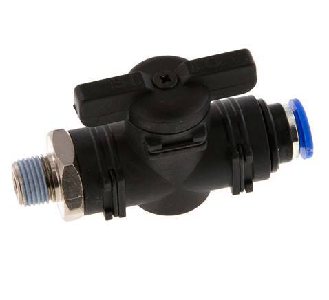 6 mm - R1/8'' Kunststof/Messing rechte 2-Weg Kogelkraan