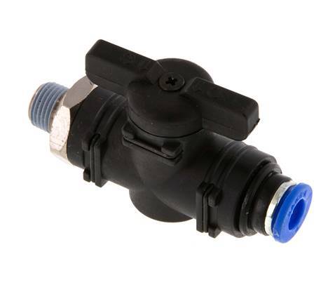 6 mm - R1/8'' Kunststof/Messing rechte 2-Weg Kogelkraan