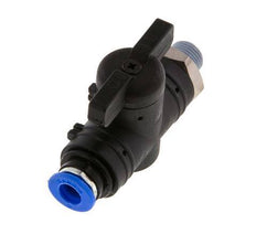 6 mm - R1/8'' Kunststof/Messing rechte 2-Weg Kogelkraan