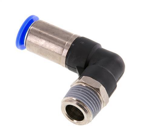 Push-In Fitting 12mm & R1/2'' Male Auto Shut-Off Elbow Brass/PBT 0-10bar (0-145psi)