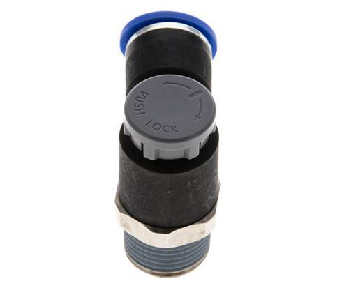 Flow Control Valve Meter-Out Elbow 10 mm - R3/8'' Brass/PA 66 Locknut