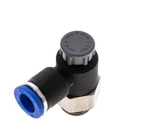 L-stuk Regelventiel 8 mm - G1/4'' Regeling-Uit Messing/Nylon Borgmoer