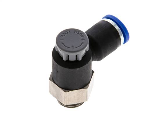 L-stuk Regelventiel 8 mm - G1/4'' Regeling-Uit Messing/Nylon Borgmoer