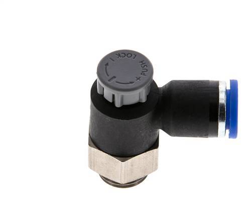 L-stuk Regelventiel 8 mm - G1/4'' Regeling-Uit Messing/Nylon Borgmoer