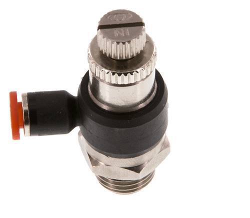 Flow Control Silencer Meter-In Elbow 4 mm - G1/4'' Brass/PA 66