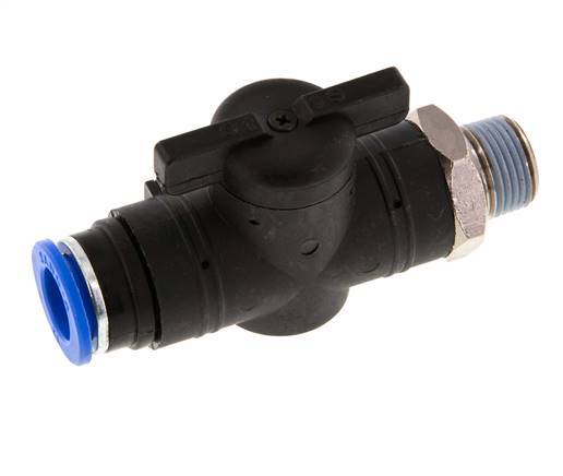 12 mm - R3/8'' Kunststof/Messing rechte 2-Weg Kogelkraan