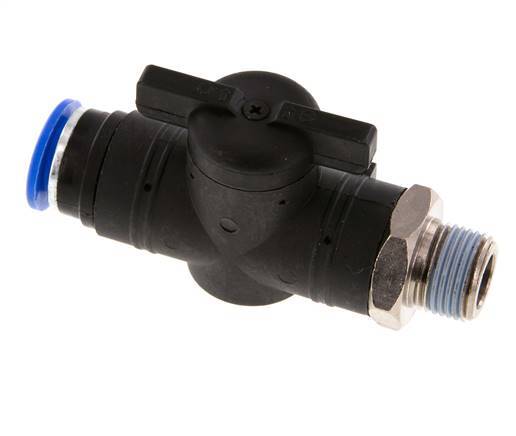 12 mm - R3/8'' Kunststof/Messing rechte 2-Weg Kogelkraan