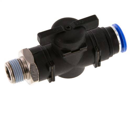 12 mm - R3/8'' Kunststof/Messing rechte 2-Weg Kogelkraan