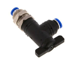 6 mm Kunststof/Messing L-stuk 2-Weg Kogelkraan Schotdoorvoer