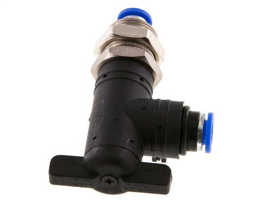 6 mm Kunststof/Messing L-stuk 2-Weg Kogelkraan Schotdoorvoer