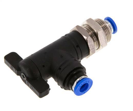 6 mm Kunststof/Messing L-stuk 2-Weg Kogelkraan Schotdoorvoer