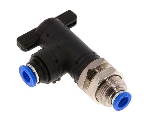 6 mm Kunststof/Messing L-stuk 2-Weg Kogelkraan Schotdoorvoer