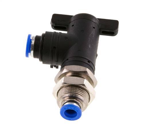 6 mm Kunststof/Messing L-stuk 2-Weg Kogelkraan Schotdoorvoer