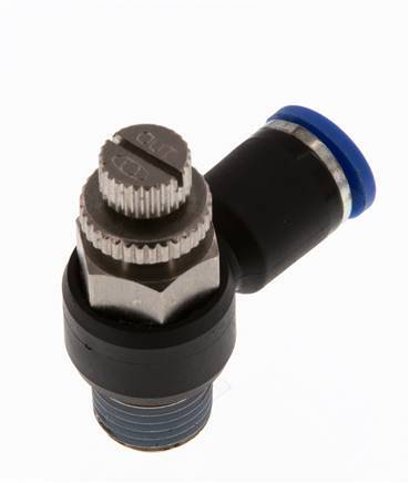 L-stuk Regelventiel 8 mm - R1/4'' Regeling-Uit Messing/Nylon