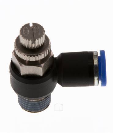L-stuk Regelventiel 8 mm - R1/4'' Regeling-Uit Messing/Nylon